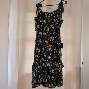 Lulus black midi length floral dress